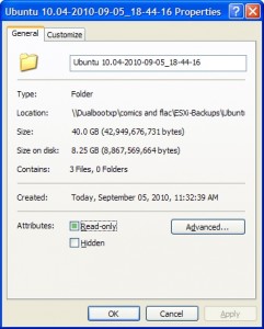 Compressed folder after backup