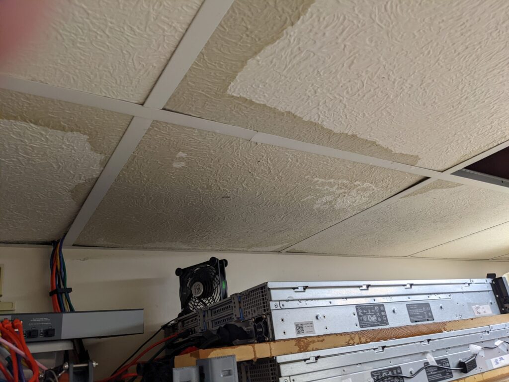 Ceiling tiles completely soaked