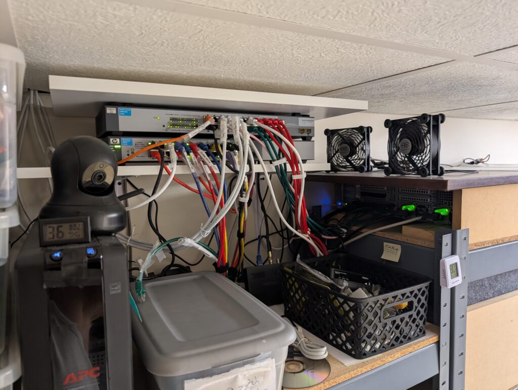 Switches and the rear of the servers