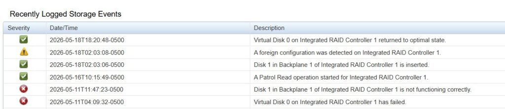 R720- Secondary- drive failure and replacement