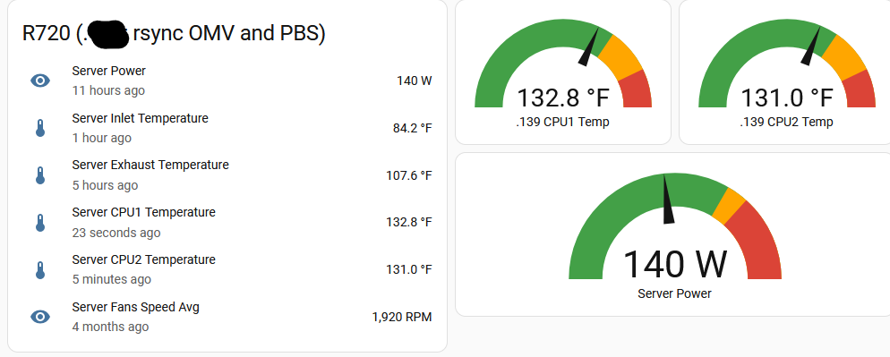R720- Secondary temps and server power