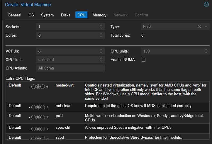 Create VM- CPU