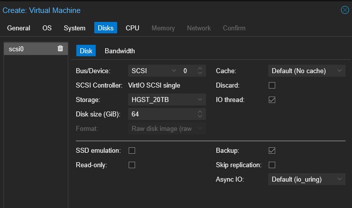 Create VM- Disks
