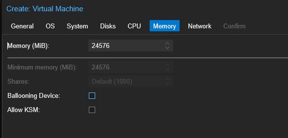 Create VM- Memory