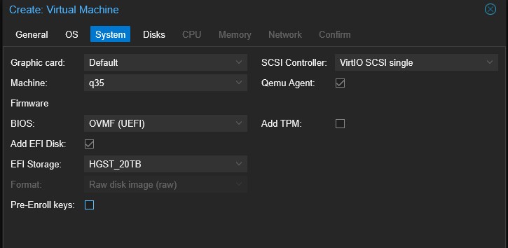 Create VM- System
