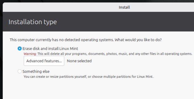 Erase and install