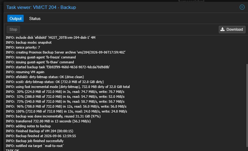 PBS backup speed of Home Assistant VM