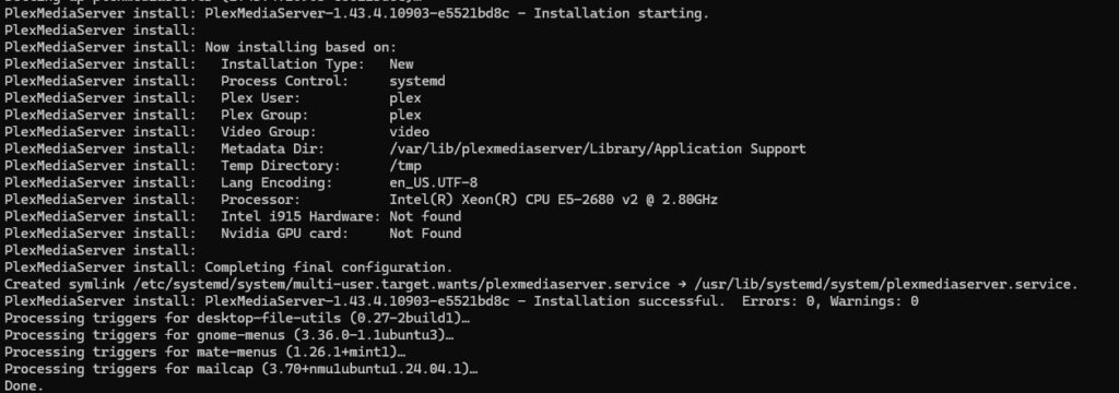 Plex installation via curl command