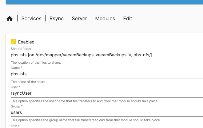 RSync module for pbs-nfs