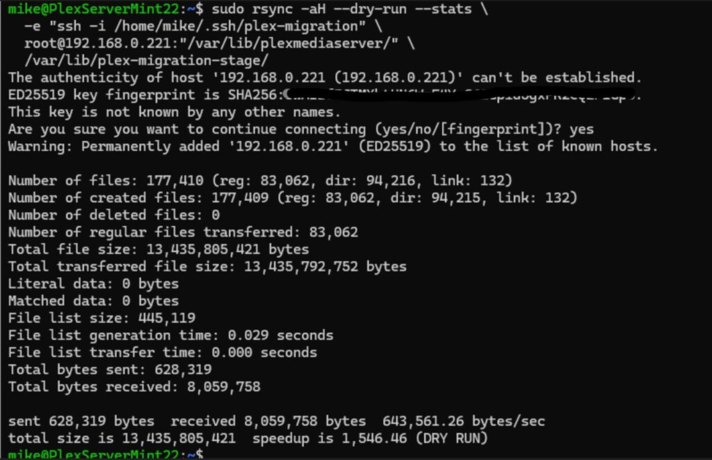 Rsync DRY RUN