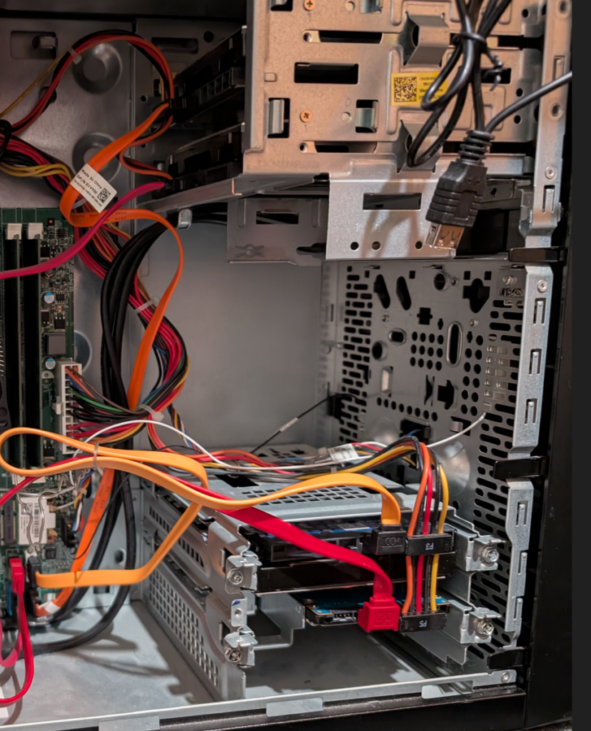Inside the i3 after adding the 4TB drive