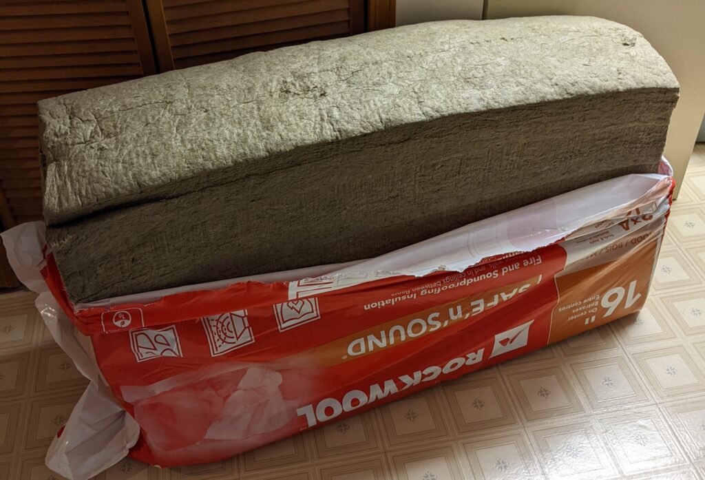 A fresh package of Rockwool Safe'n'Sound. I went through quite a few of these over the years.