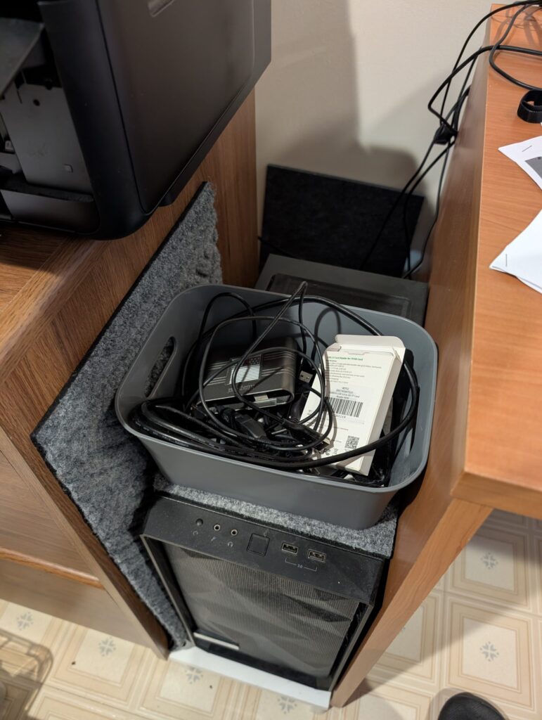 My Dodeca computer received similar treatment. Even the space behind it has an acoustic panel.