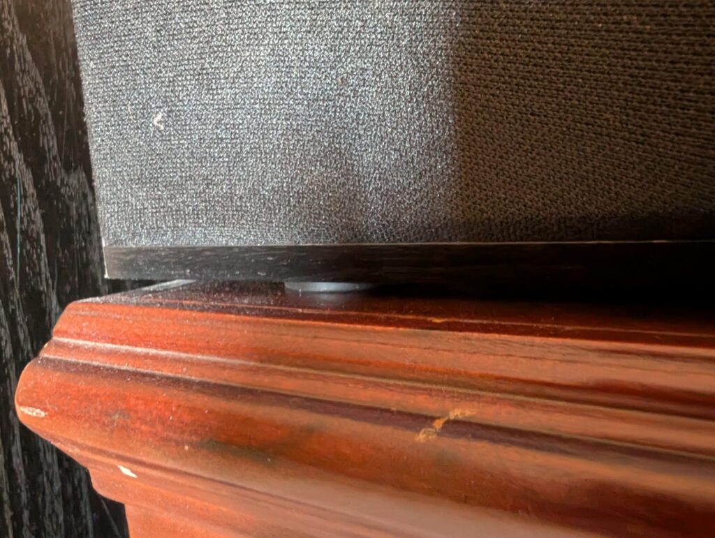 Foot under center channel- ignore the dust