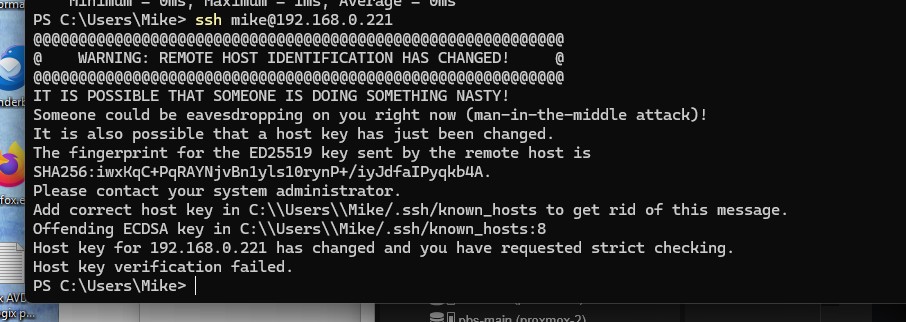 Host key changed