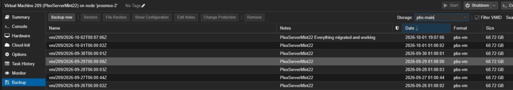 PBS backups