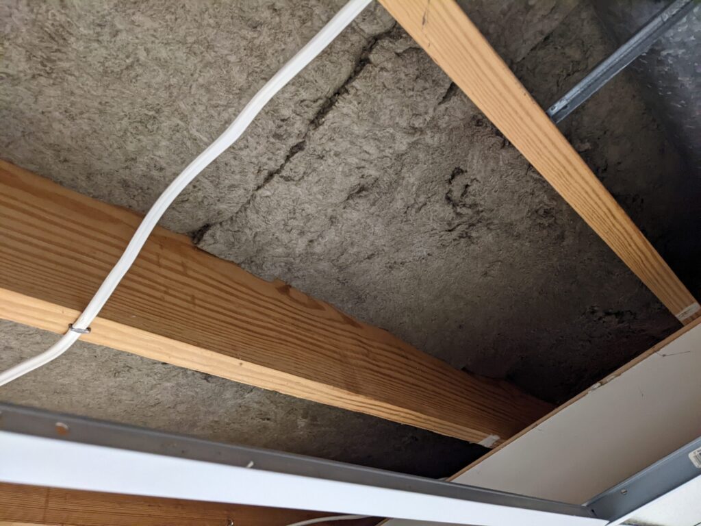 A closer look at the insulation fitted between the joists.