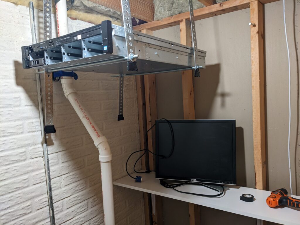 Sump room- hanging shelf with R720 chassis