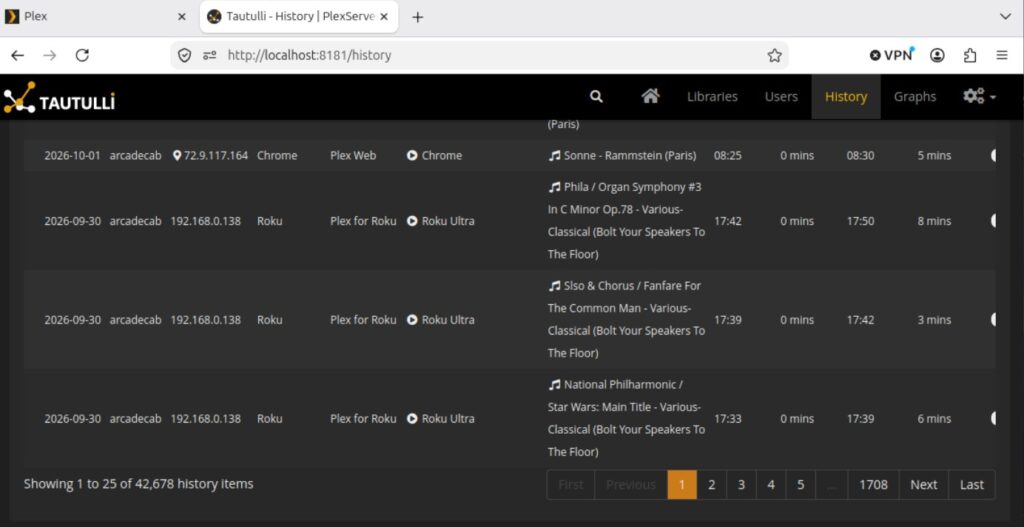 Tautulli history